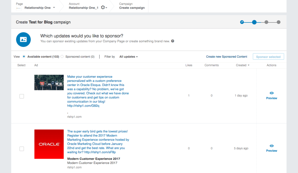LinkedIn Ads-Choose Content